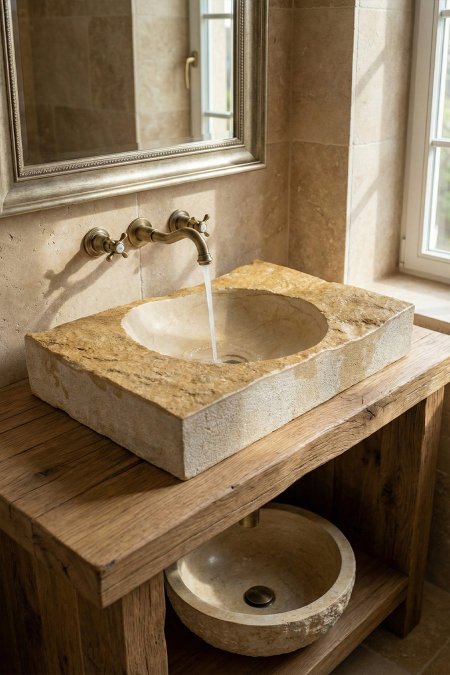 حوض حجر طبيعي (مستطيل طويل) – 41×61 سم